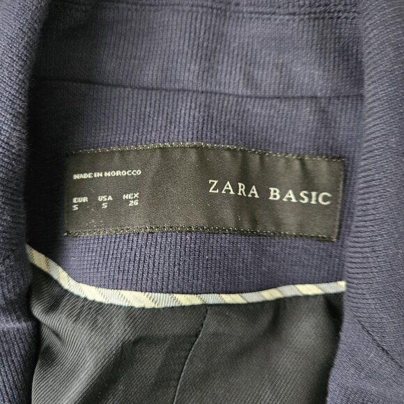 Zara Women's Blue blazer jacket with pop of red size small - Picture 3 of 8